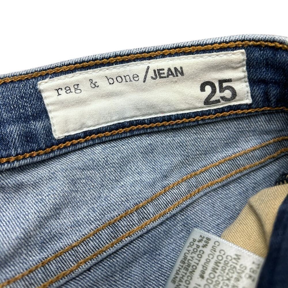 Rag & Bone Mid Rise Skinny Jean Blue Ripped Distressed Denim size 25 Medium Wash - Picture 8 of 10